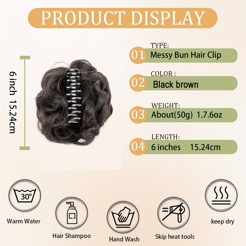 Synthetic Messy Bun Hair Scrun - огляд і ціна Claw Clip Messy Bun Hair Piece
