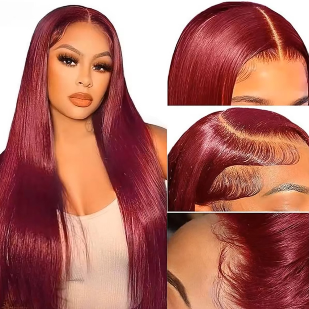 99J Burgundy Silky Straight Hu - огляд і ціна Human Hair Wigs