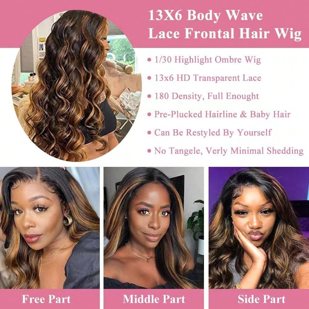 P1B30 Body Wave Highlight Ombr - огляд і ціна Hd Lace Frontal Wig Human Hair Pre Plucked