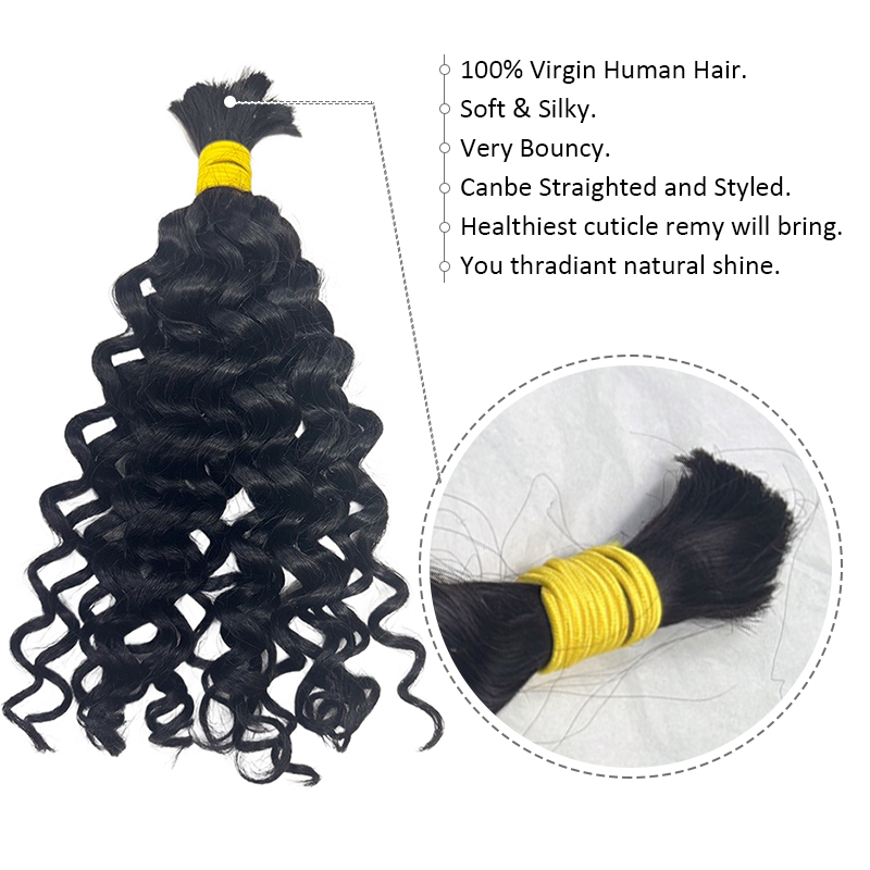 Human Braiding Hair for Boho B - огляд і ціна Water Wave Bulk Human Hair For Braiding