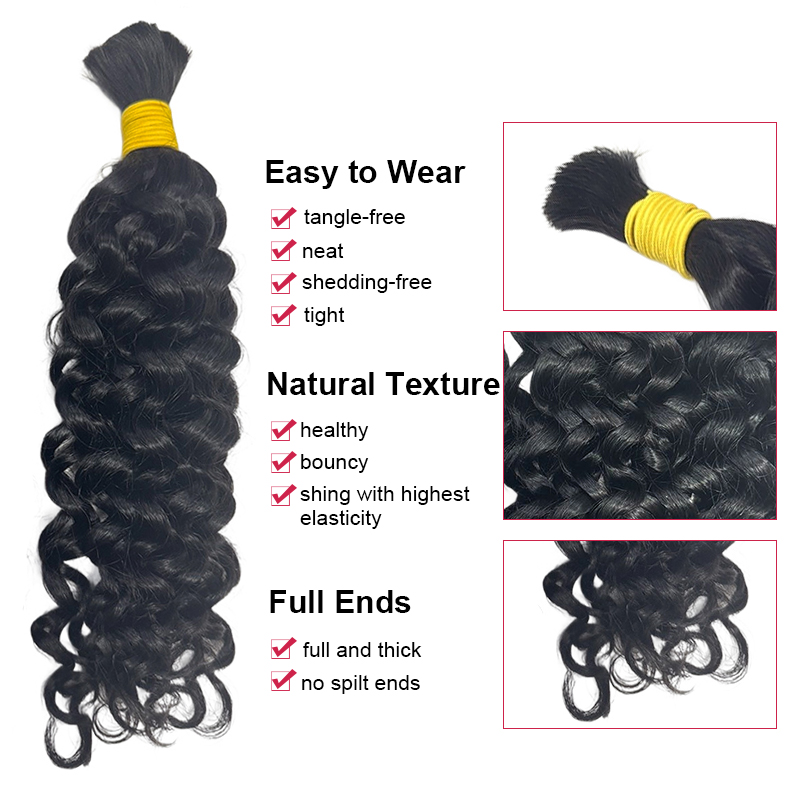 Human Braiding Hair for Boho B - огляд і ціна Water Wave Bulk Human Hair For Braiding