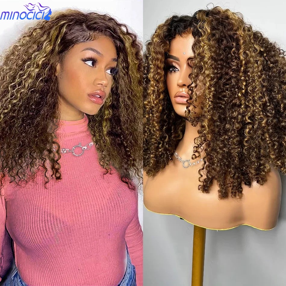 P4/27 Highlight Curly Short Bo - огляд і ціна Glueless Wear And Go Human Hair Wig