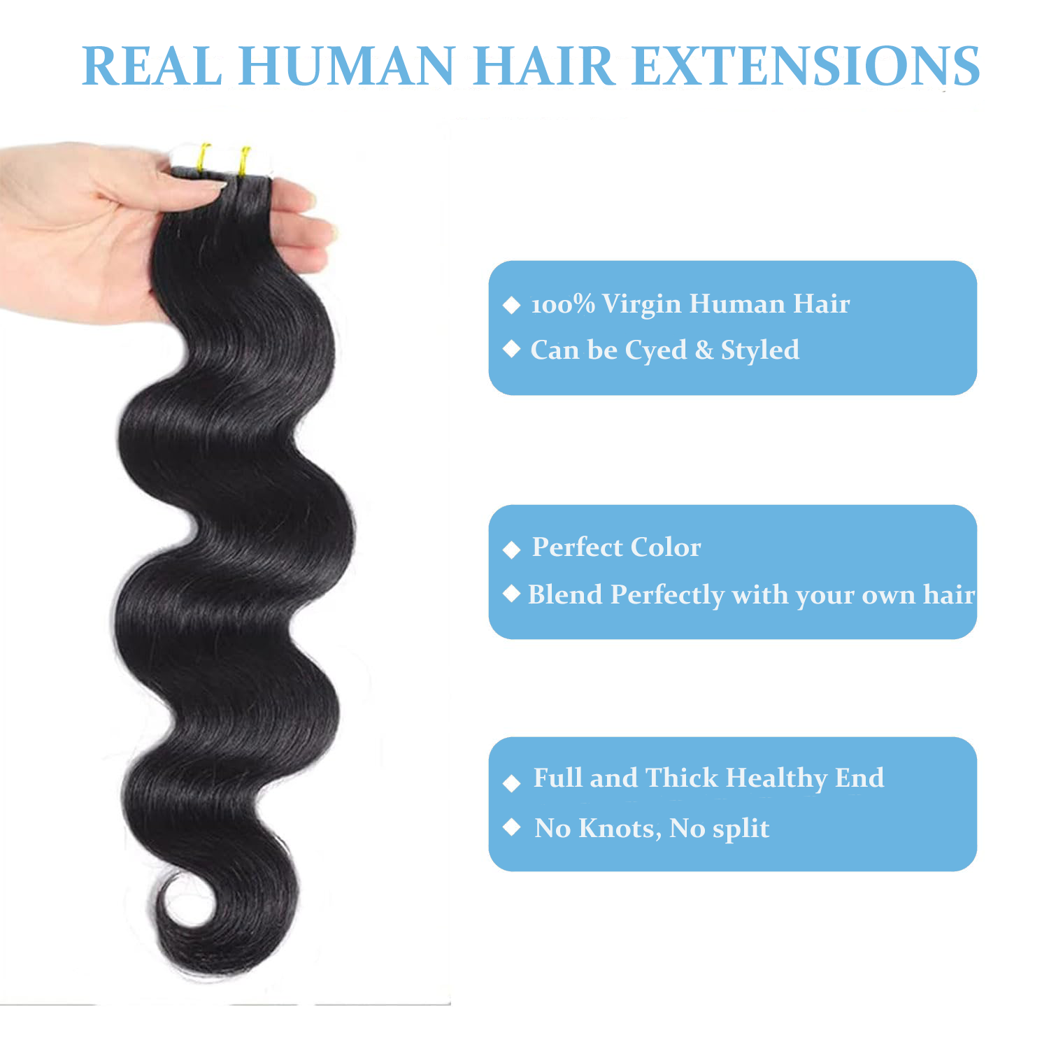 Body Wave Invisible Tape in Ha - огляд і ціна Invisible Tape In Extensions Real Hair