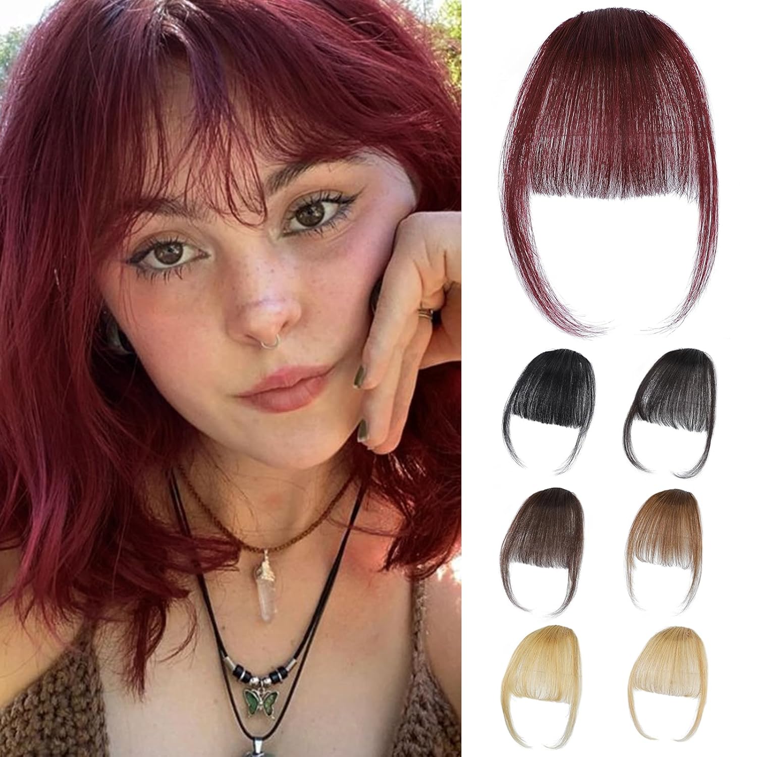 Burgundy Clip in Bangs 100% Re - огляд і ціна Seamless Clip In Hair Extensions Human Hair
